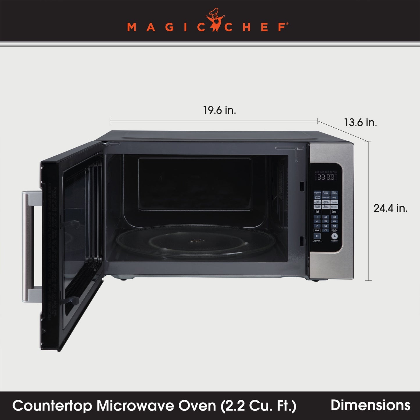 Magic Chef 2.2 cu ft Countertop Microwave Ovens in Silver Stainless Steel