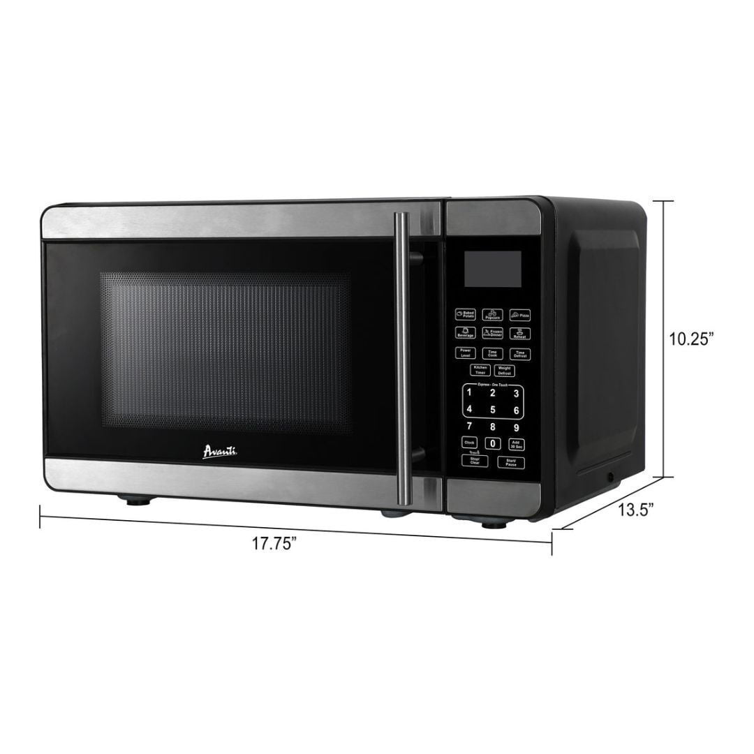 Avanti 0.7 Cubic Foot Microwave Oven, 700 Watts, Black/Stainless Steel