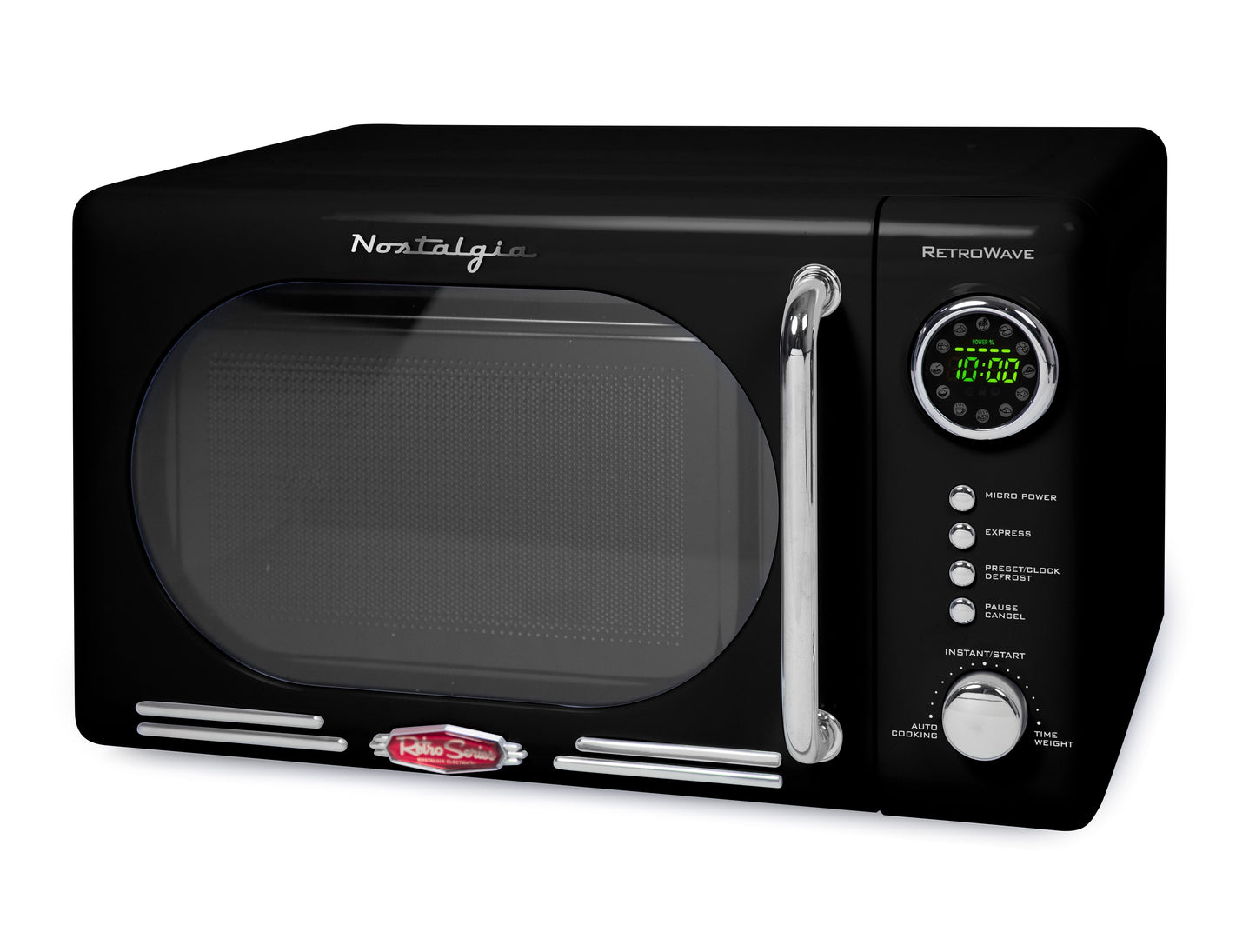 Nostalgia Retro Compact Countertop Microwave Oven - 0.7 Cu. Ft. - 700-Watts with LED Digital Display - Child Lock - Easy Clean Interior - Pink