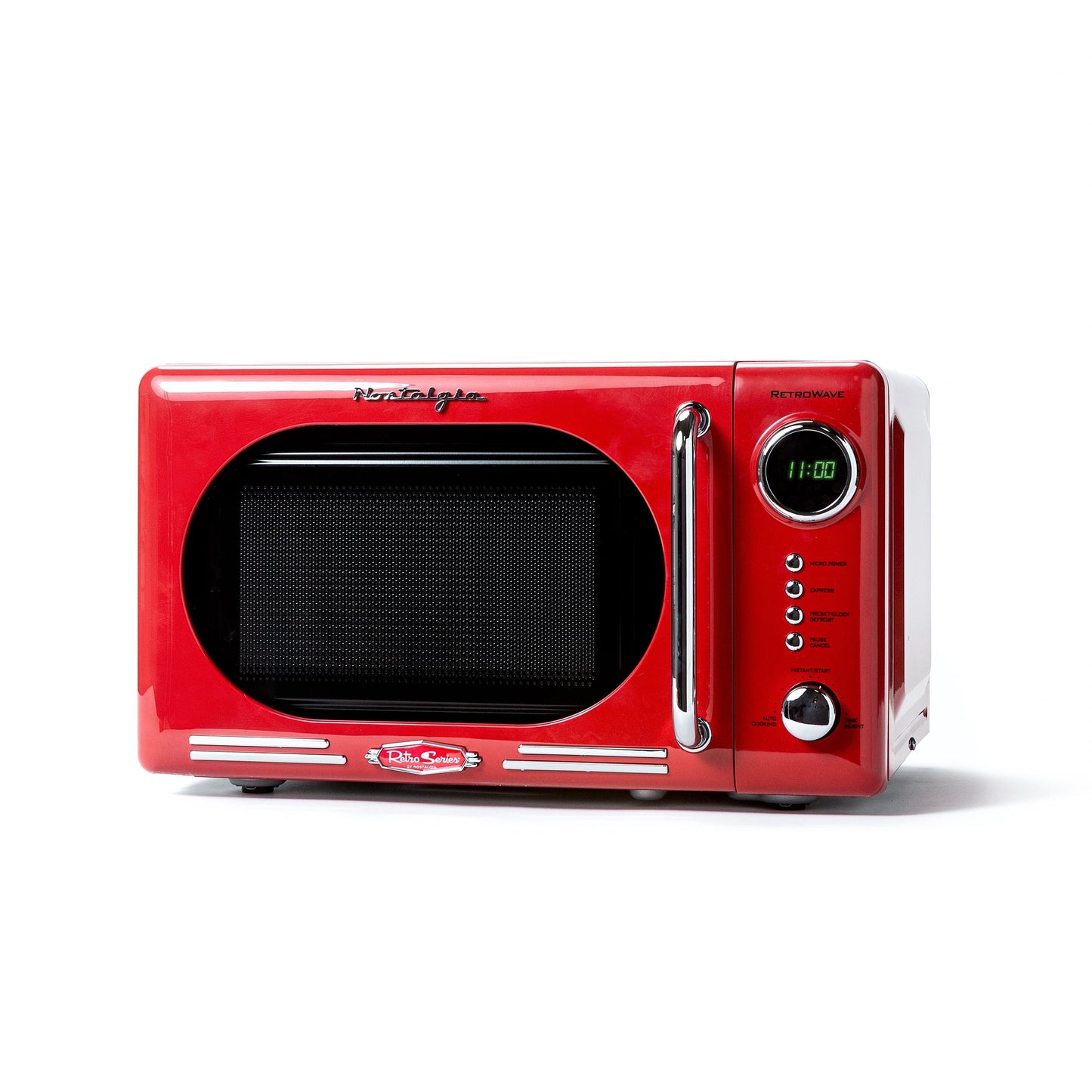 Nostalgia Retro Compact Countertop Microwave Oven - 0.7 Cu. Ft. - 700-Watts with LED Digital Display - Child Lock - Easy Clean Interior - Pink