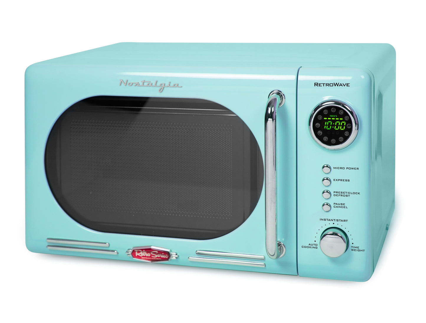 Nostalgia Retro Compact Countertop Microwave Oven - 0.7 Cu. Ft. - 700-Watts with LED Digital Display - Child Lock - Easy Clean Interior - Pink