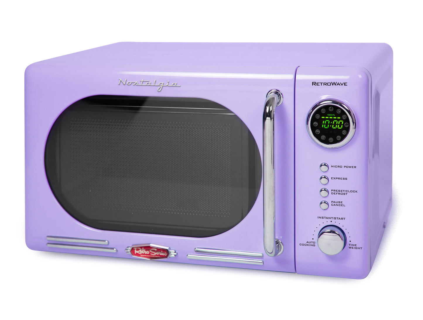 Nostalgia Retro Compact Countertop Microwave Oven - 0.7 Cu. Ft. - 700-Watts with LED Digital Display - Child Lock - Easy Clean Interior - Pink