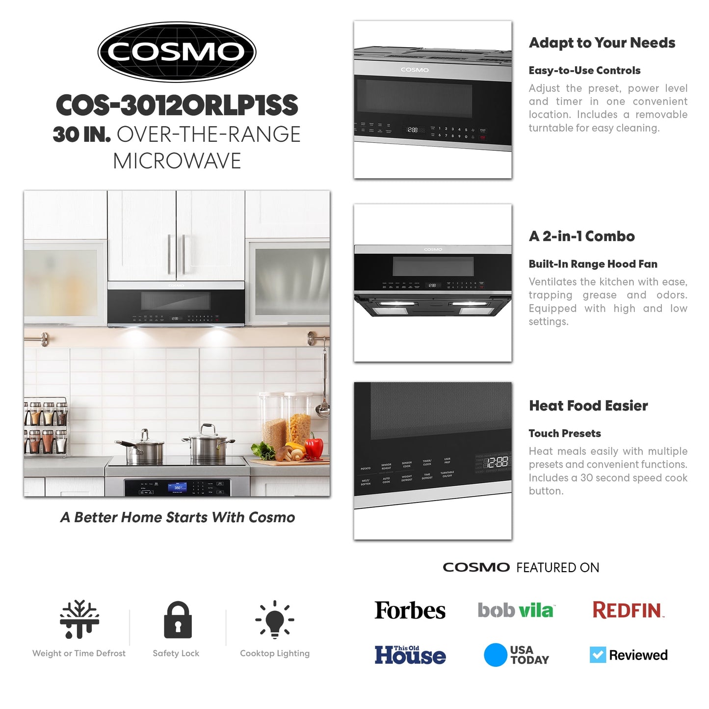 30 in. Slim Over the Range 1.2 cu. ft. Microwave with Automatic Presets