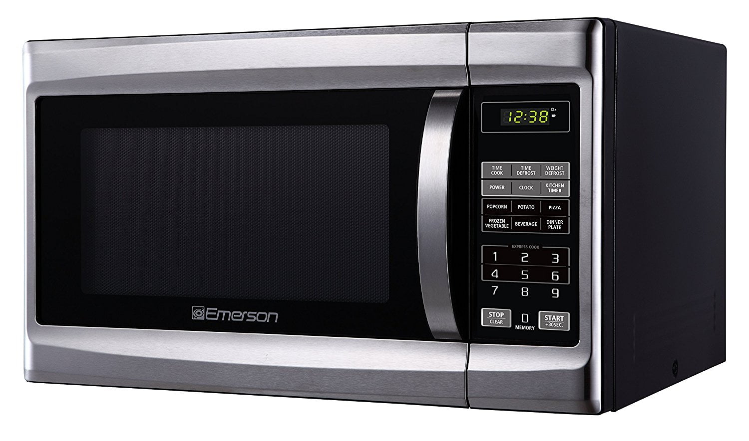 Emerson 1.3 Cu Ft 1000 Watt, Touch Control Microwave Oven, Stainless Steel/Black, MW1338SB