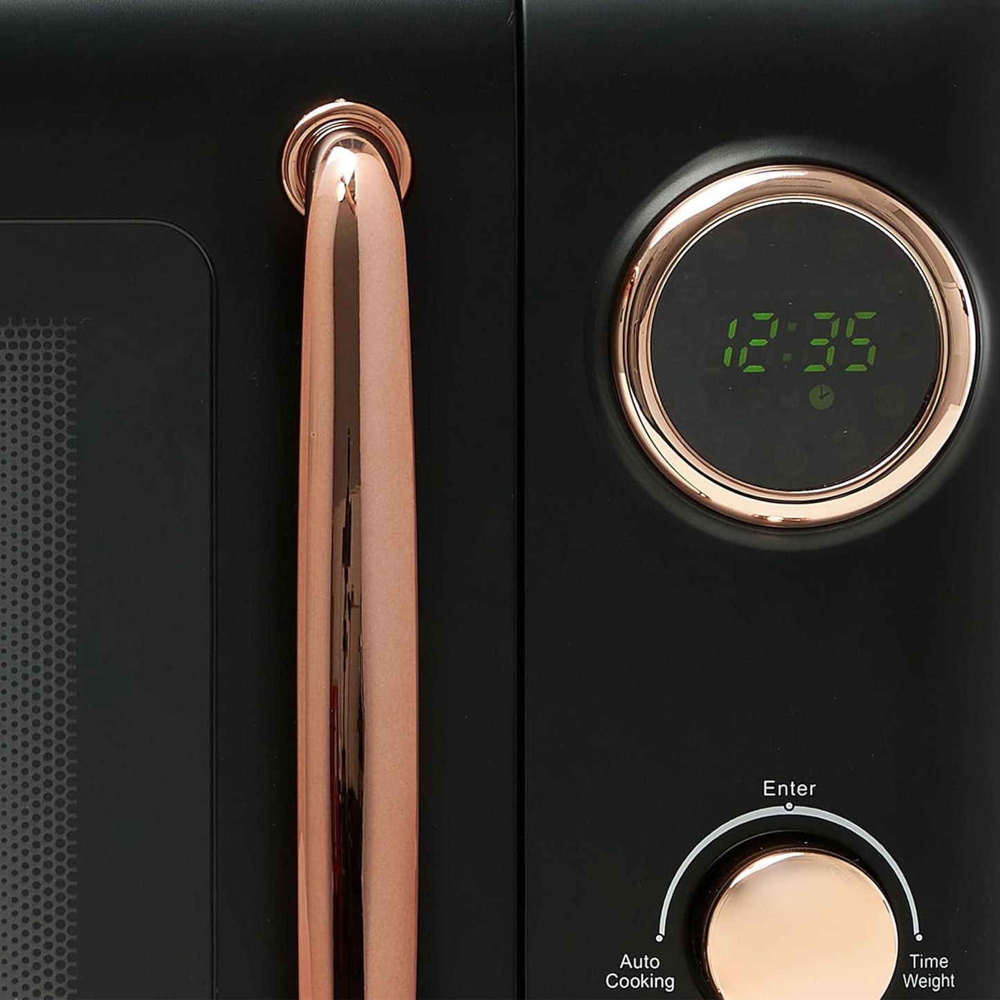 Haden 700W 0.7 Cubic Foot Microwave Oven w/ Digital Controls, Black/Copper