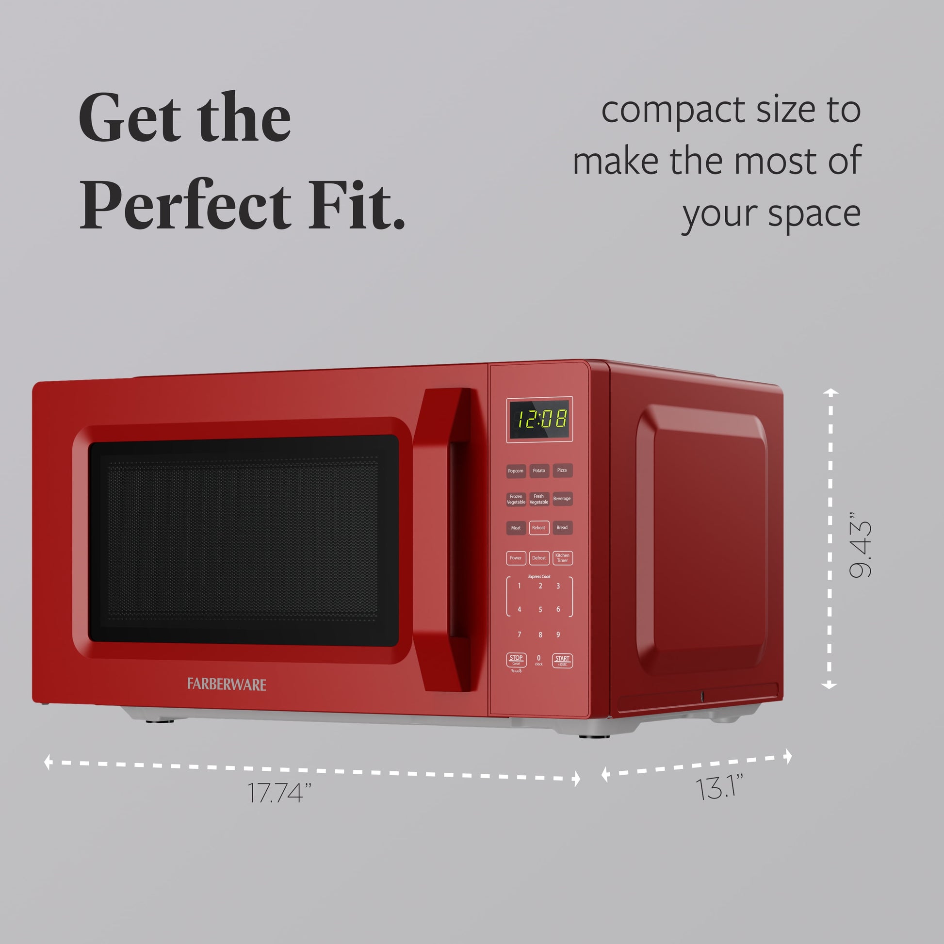 Farberware 700-Watt Compact Countertop Microwave Oven – 0.7 Cu. Ft., Red