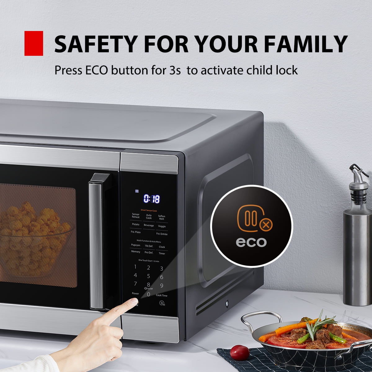 Toshiba 2.0 Cu. ft. Family-Size 1200-Watt Stainless Steel Microwave Oven with Sensor