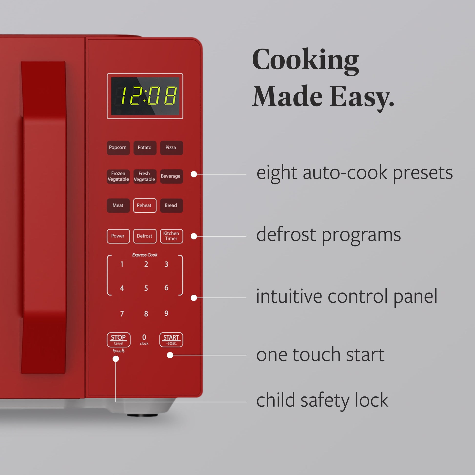 Farberware 700-Watt Compact Countertop Microwave Oven – 0.7 Cu. Ft., Red