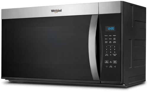 Whirlpool 1.7 cu. ft. Over-the-Range Microwave Oven with 1,000 Watts, 2-Speed 300 CFM Venting System, Add 30 Seconds, Dishwasher-Safe Turntable Plate, and Cooktop Lighting: Stainless Steel