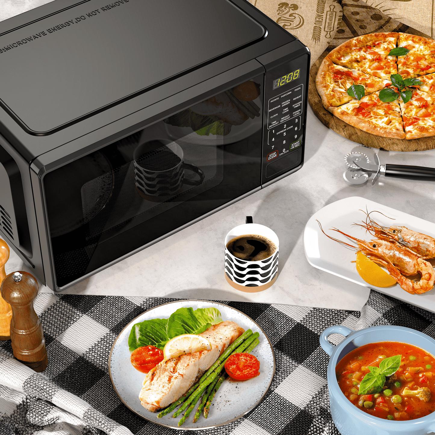 (3 pack) Mainstays 0.7 Cu ft Countertop Microwave Oven, 700 Watts, Black