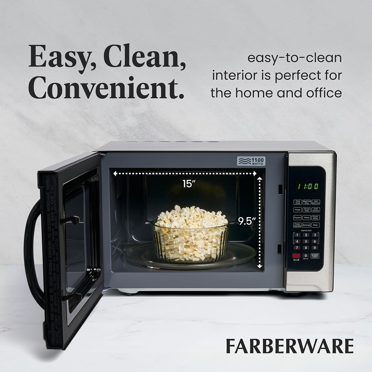 Farberware Countertop Microwave Oven with LED Lighting and Child Lock, 1.2 cu ft