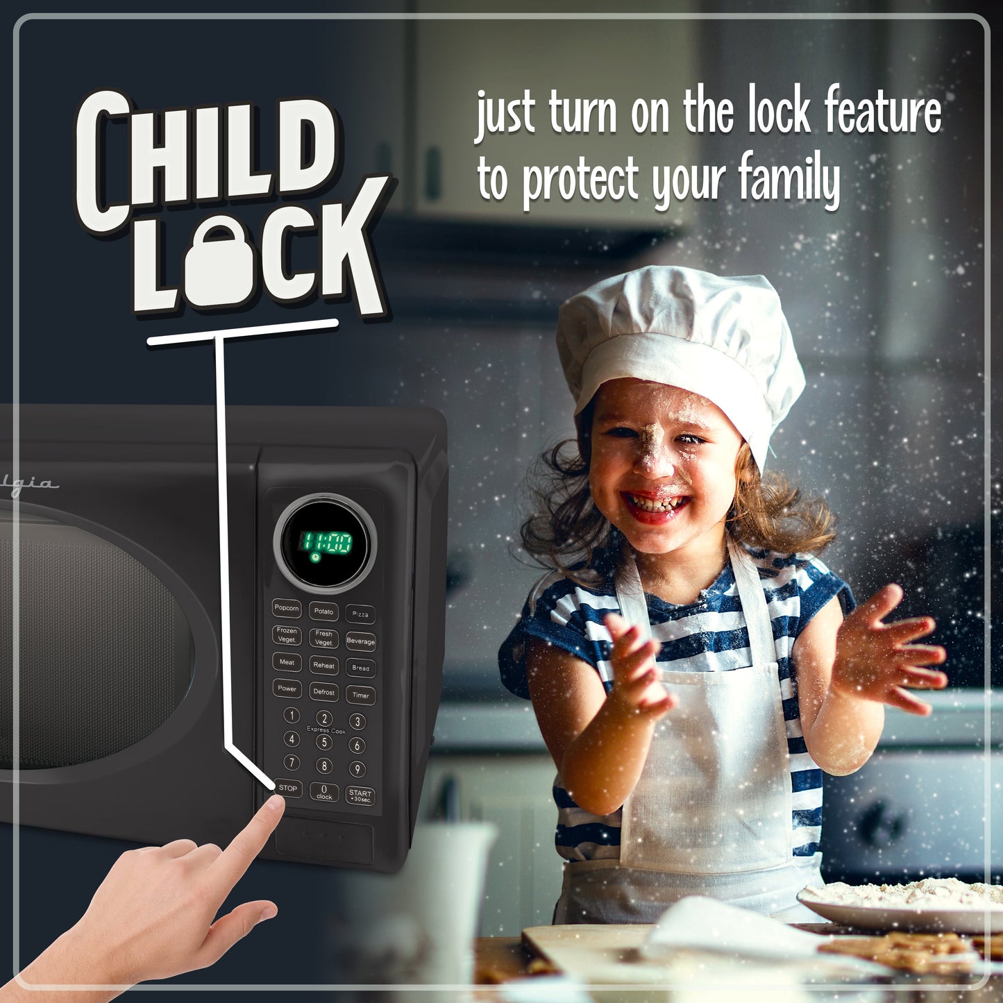 Nostalgia 0.7 Cu. ft. Modern Retro Set Countertop Microwave Oven in Black