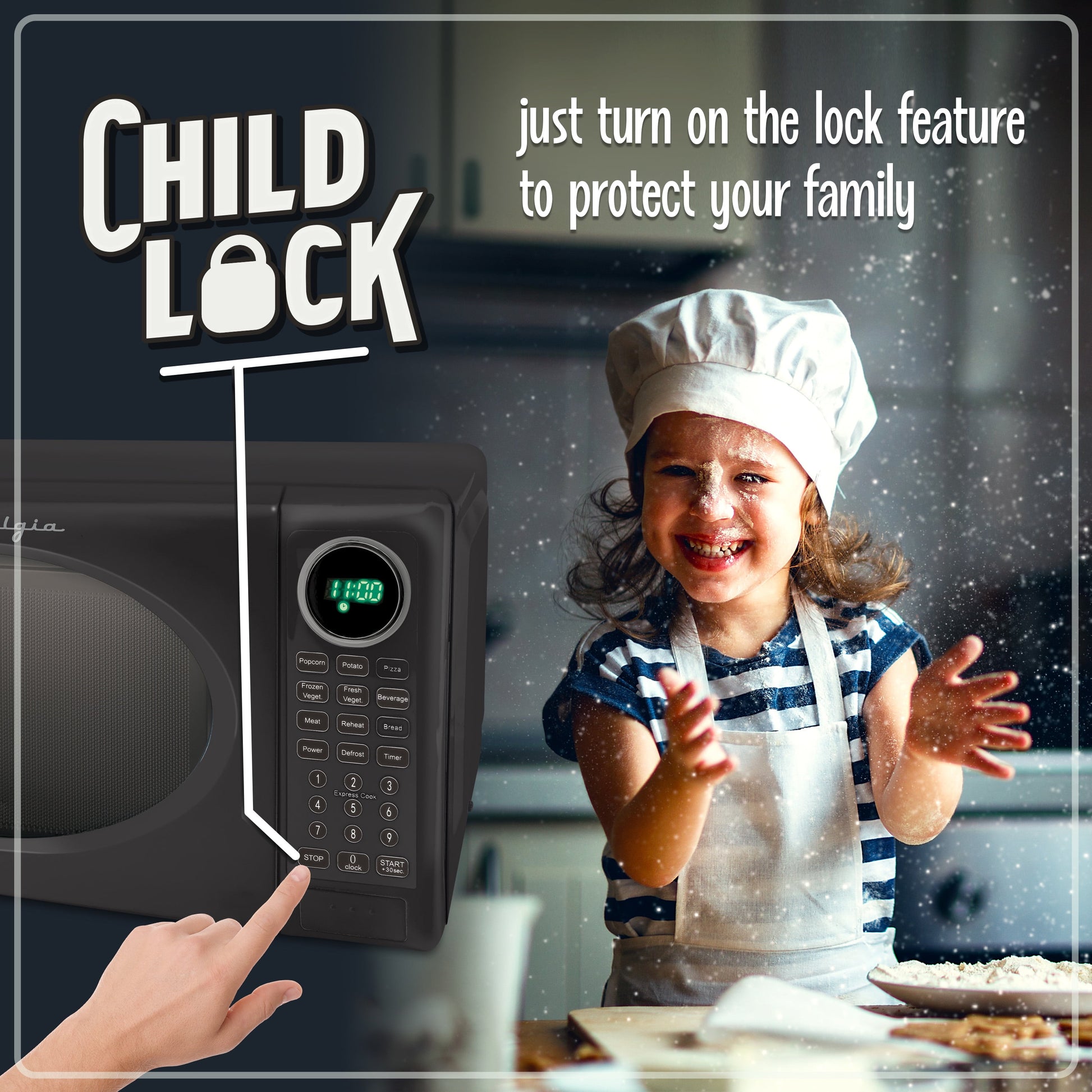 Nostalgia 0.7 Cu. ft. Modern Retro Set Countertop Microwave Oven in Black