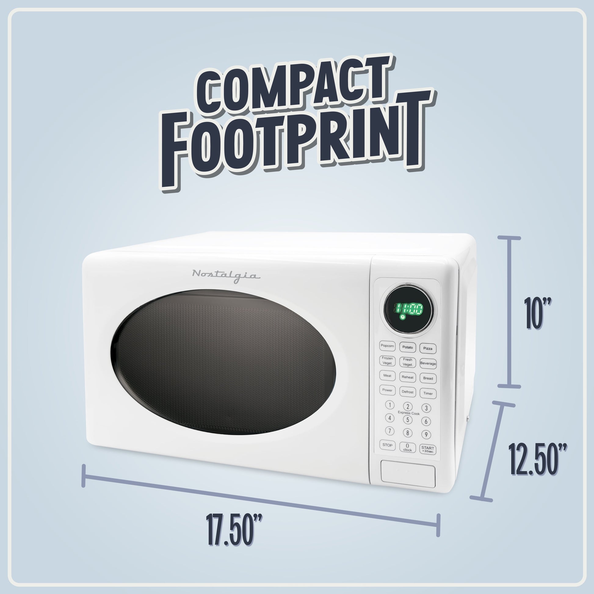 Nostalgia 0.7 Cu. ft. Modern Retro Countertop Microwave Oven and Accessory Bundle, White