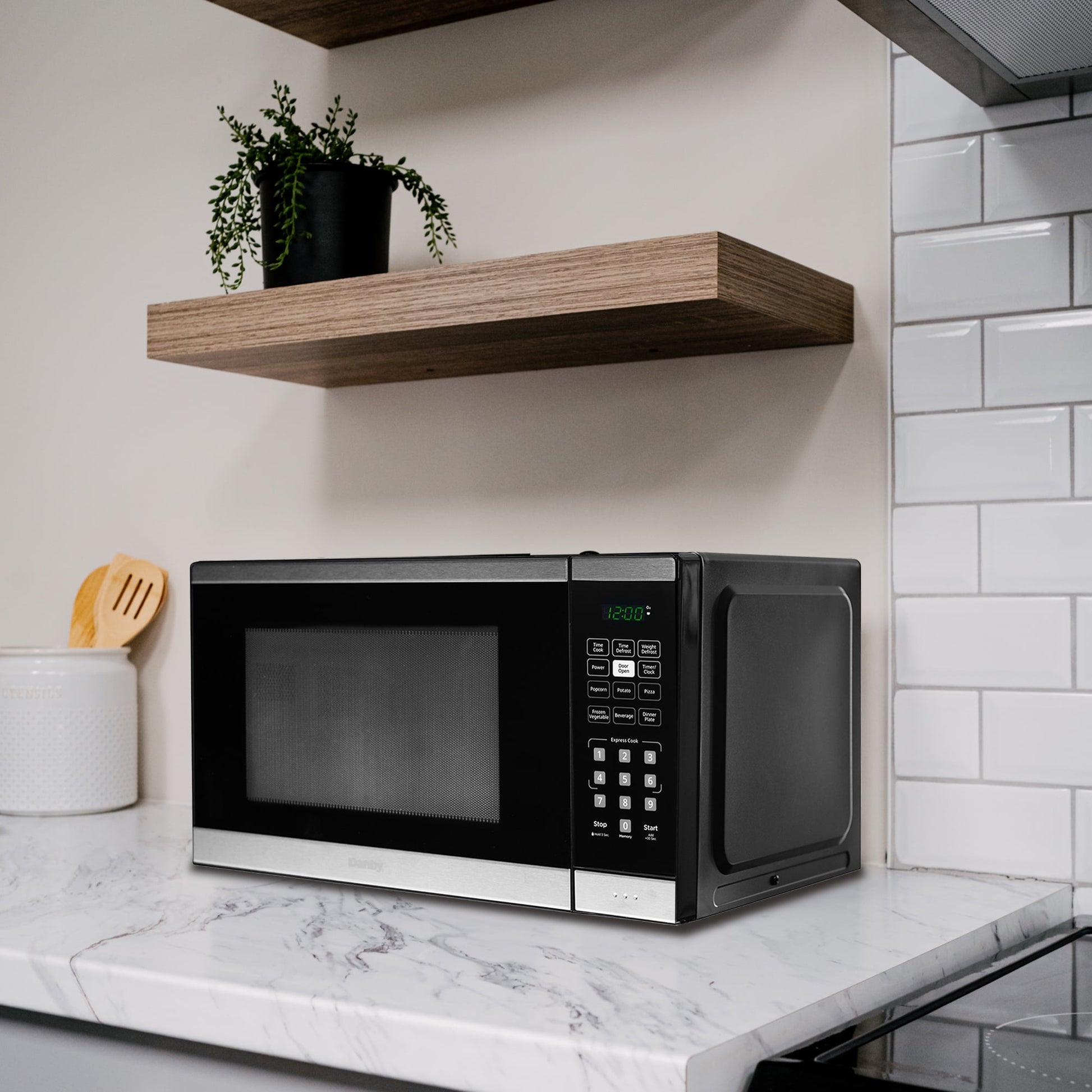 Danby 1.1 cu. ft. Countertop Microwave in Black and Stainless Steel (DBMW1126BBS)