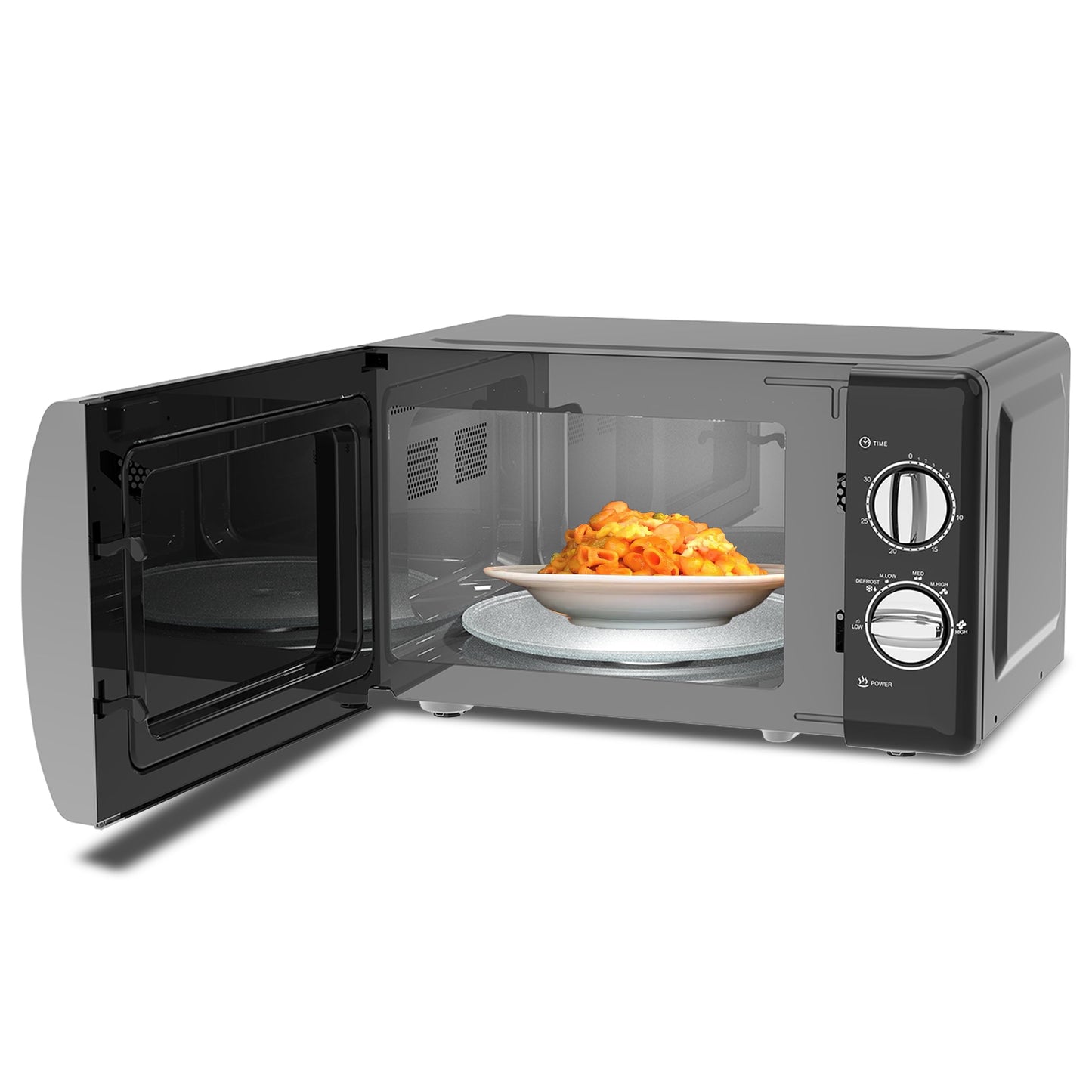 Impecca Mechanical Microwave 0.7 Cubic Feet, Retro Design, Black