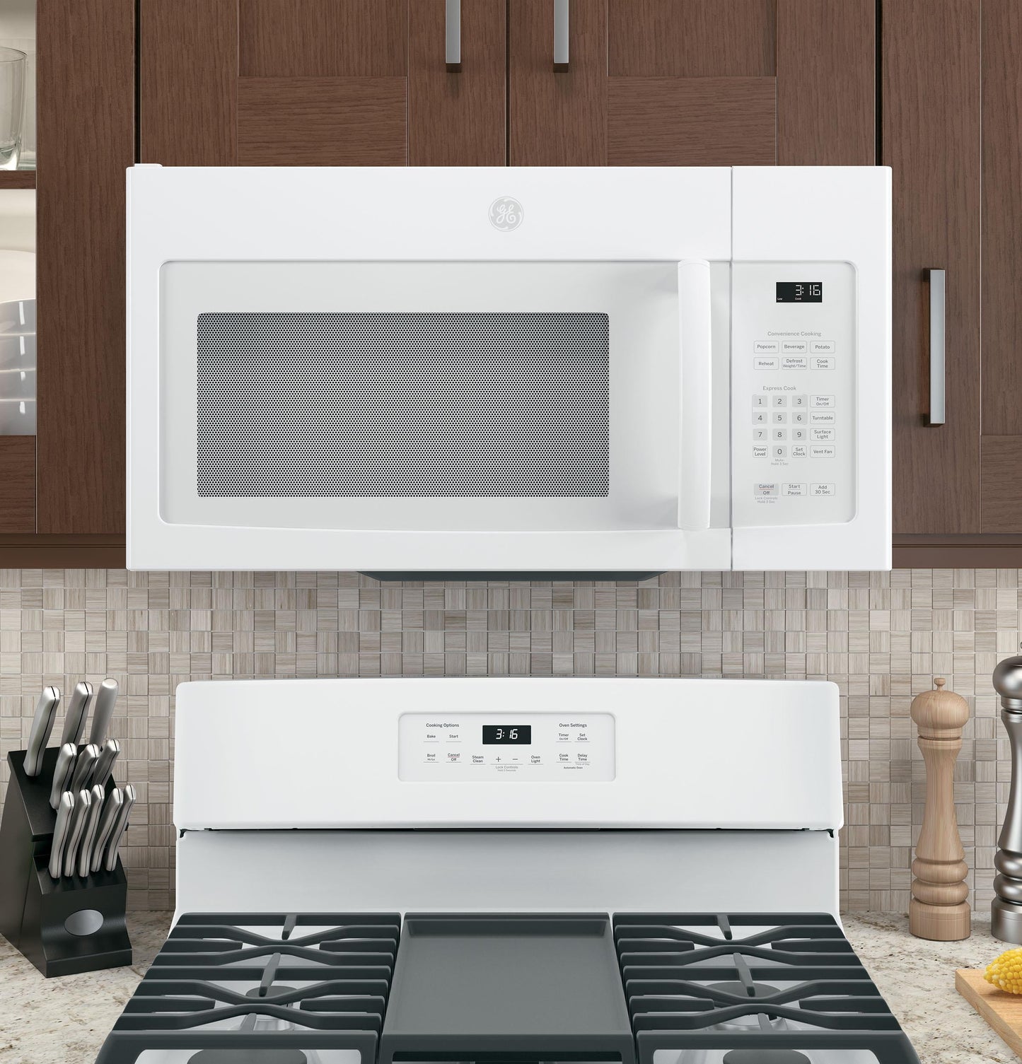 Ge 1.5 Cu.Ft. Over-The-Range Microwave Oven, White, 950 W