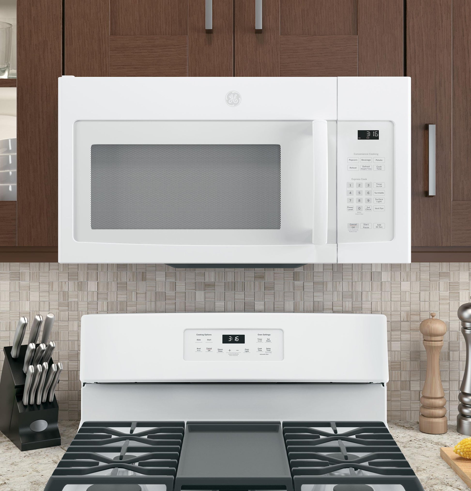Ge 1.5 Cu.Ft. Over-The-Range Microwave Oven, White, 950 W