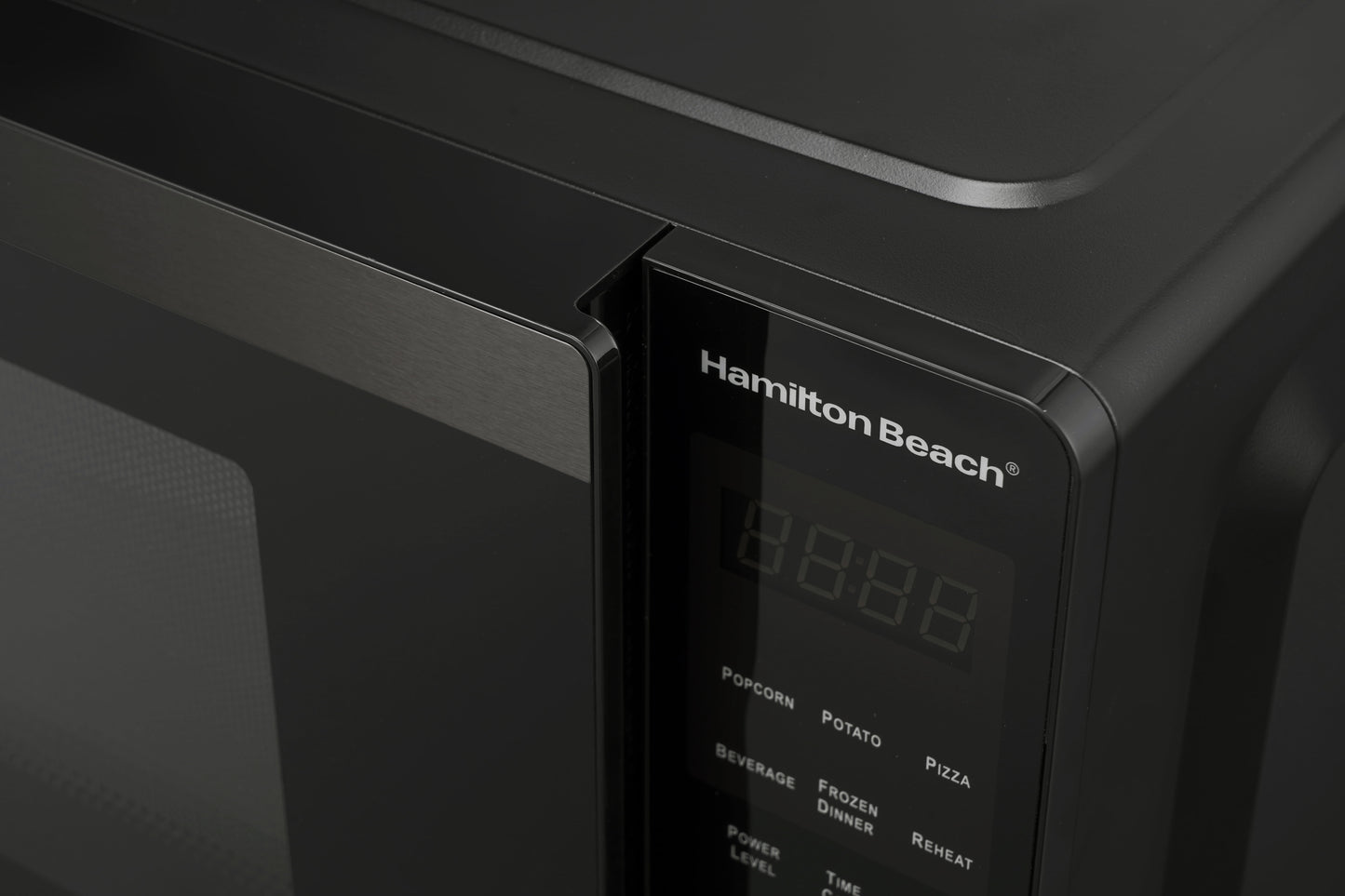 Hamilton Beach 0.9 Cu ft Countertop Microwave Oven, 900 Watts, Black Stainless Steel, New