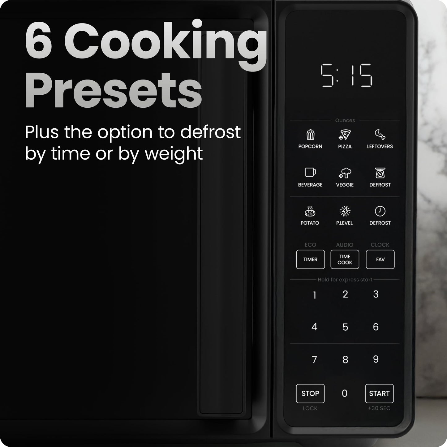 Chefman Countertop Microwave Oven 0.7 Cu. Ft., 700 Watts with 6 Presets and 10 Power Levels - Black