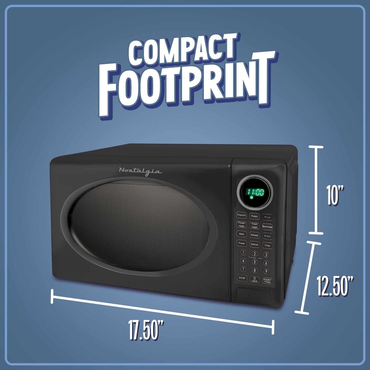 Nostalgia 0.7 Cu. ft. Modern Retro Set Countertop Microwave Oven in Black