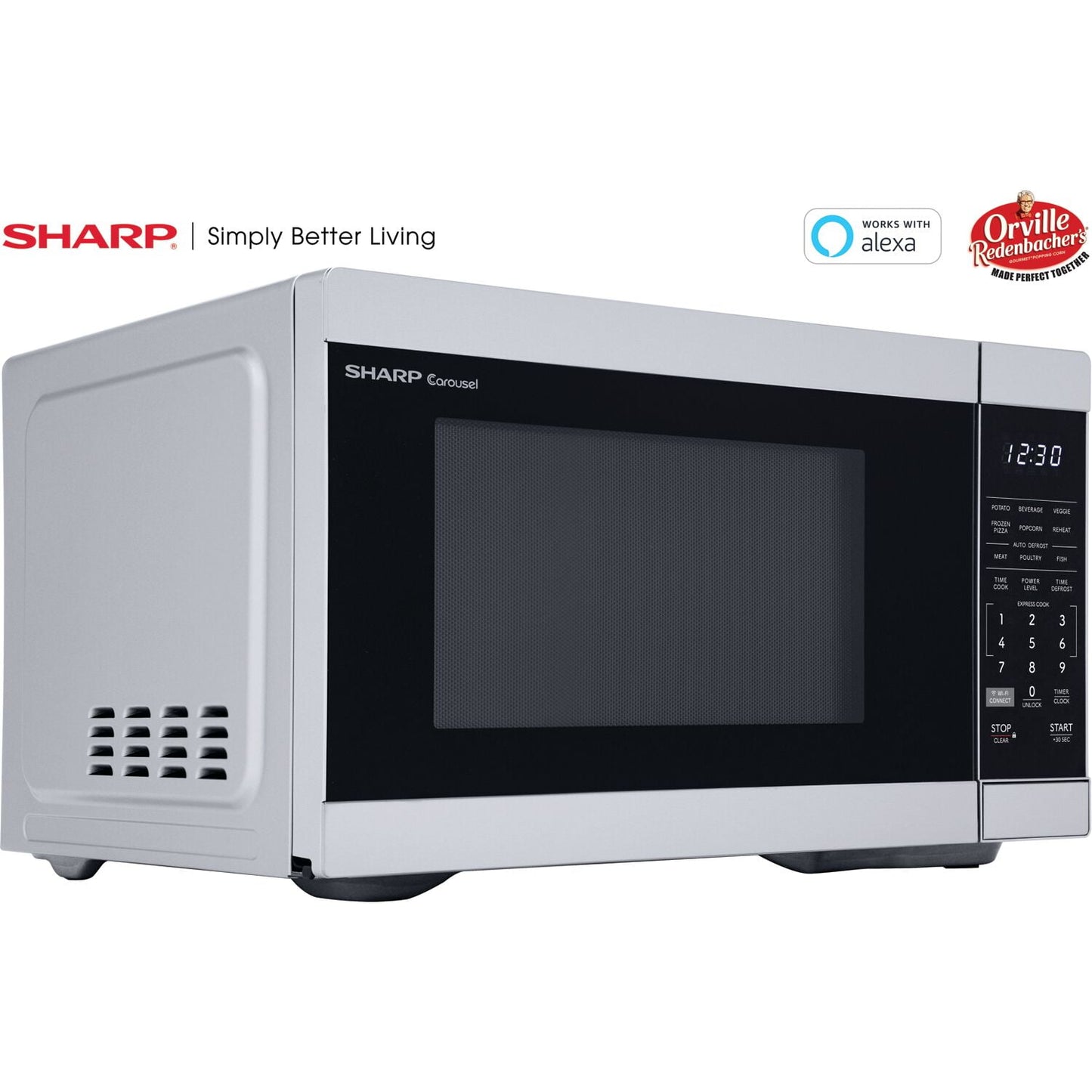 Sharp New  1.1 CF Smart Countertop Microwave Oven, Orville Redenbacher's Certified, ZSMC1169KS