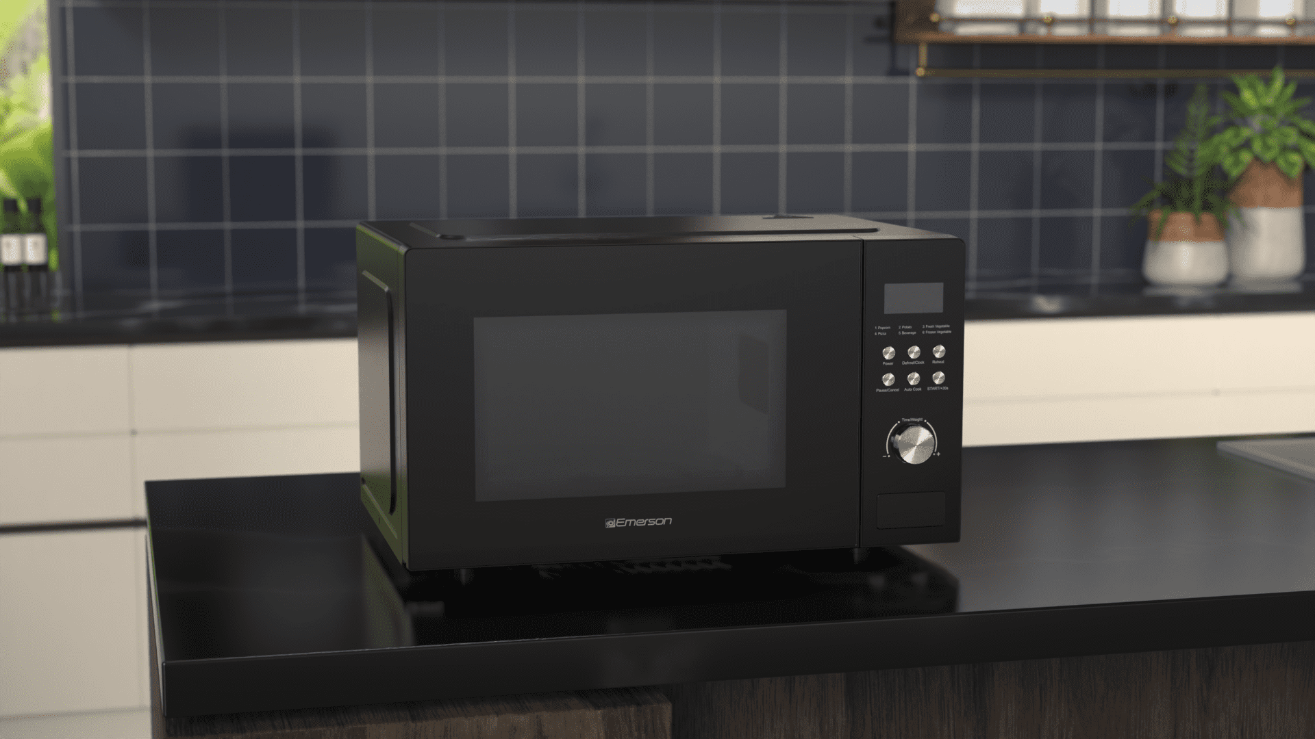Emerson 1.1 Cu. Ft., 1000W Black Countertop Microwave Oven, MW1101B