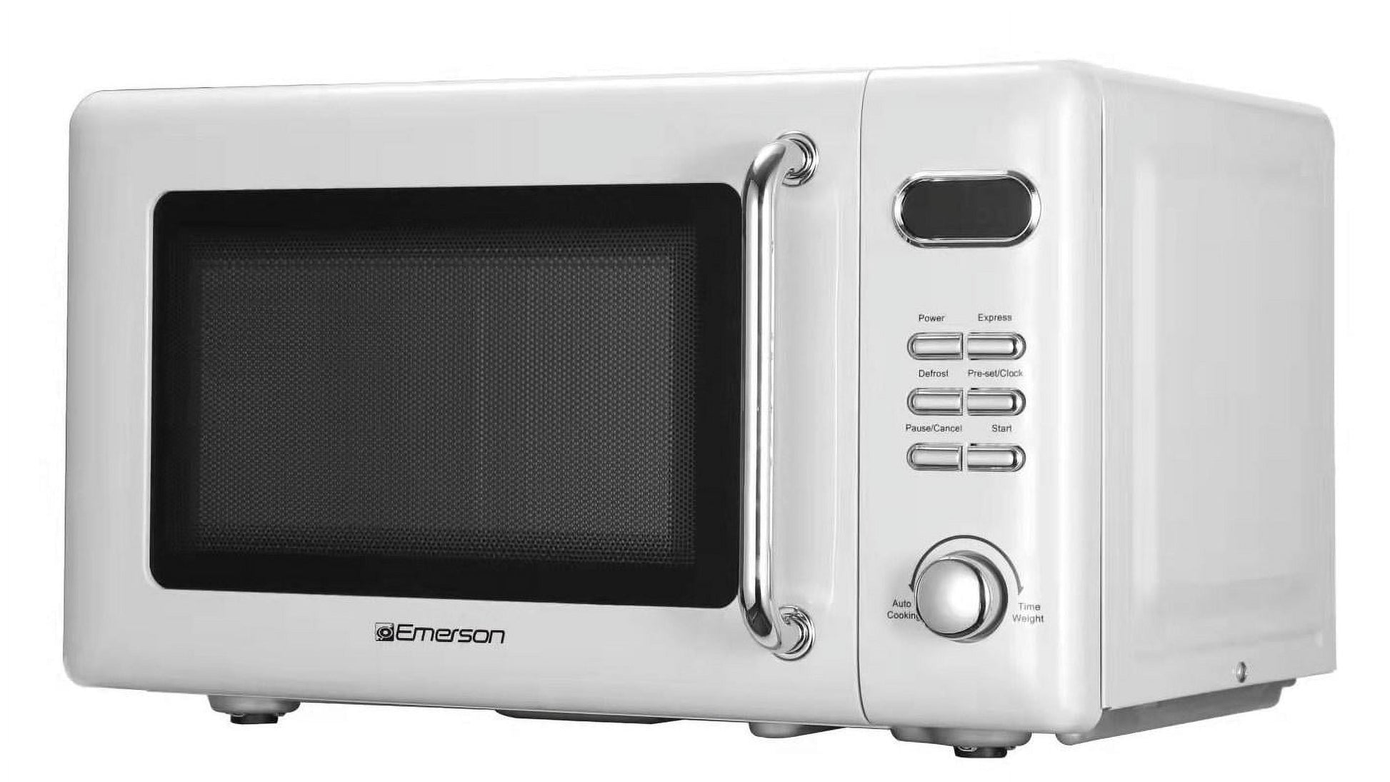 Emerson 0.7 Cu Ft, 700W White Retro Countertop Microwave Oven, MWR7020W