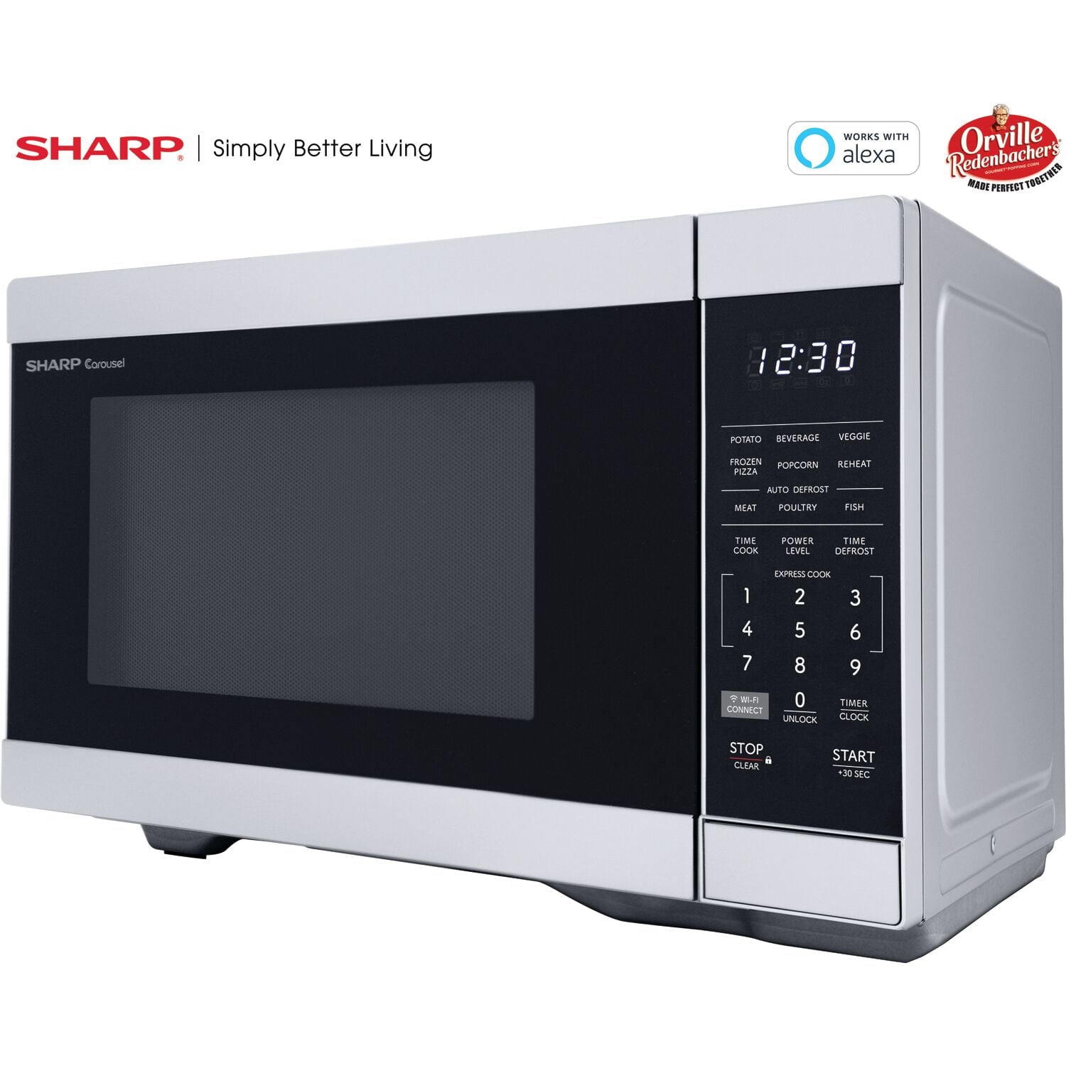 Sharp New  1.1 CF Smart Countertop Microwave Oven, Orville Redenbacher's Certified, ZSMC1169KS