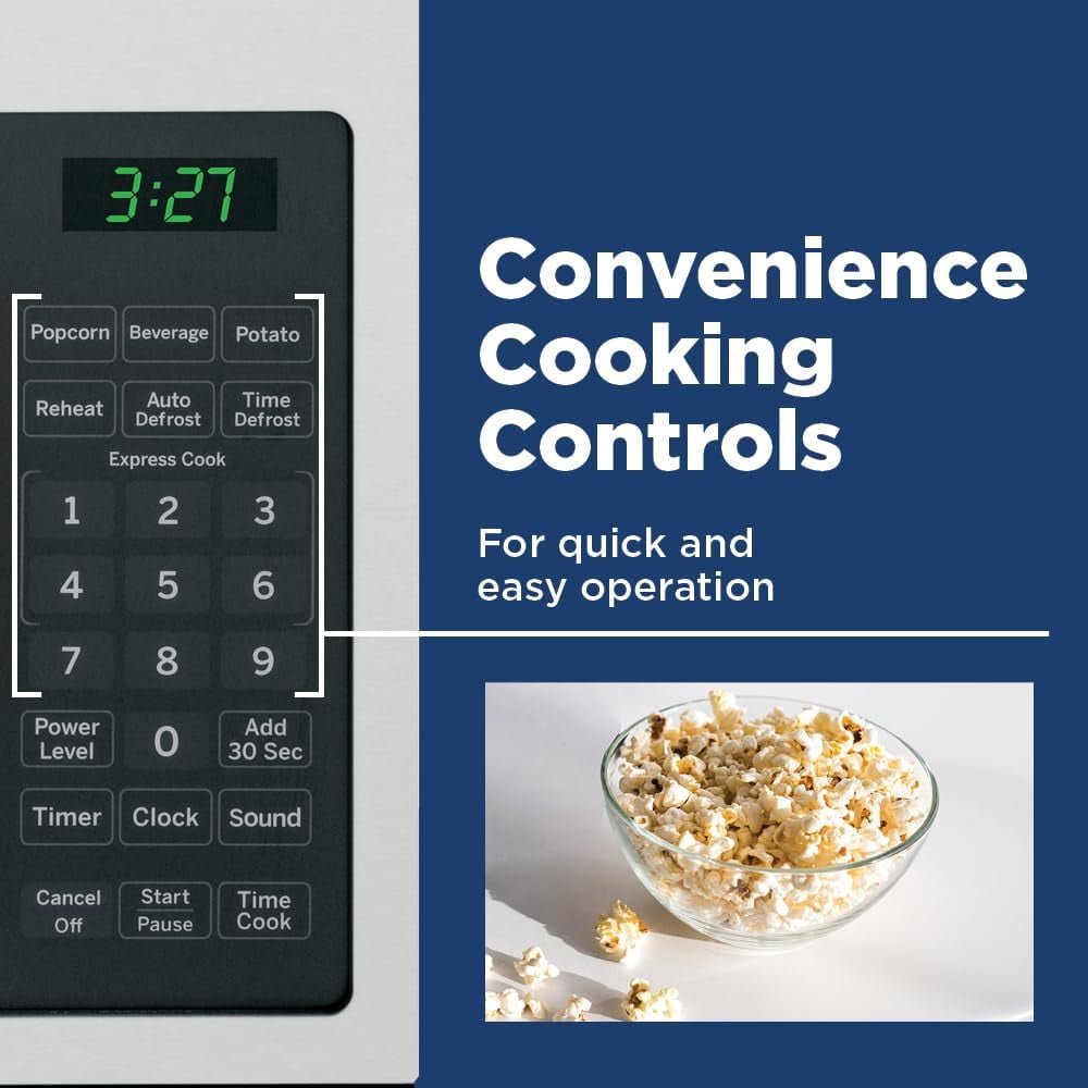 GE GCST07N1WSS Countertop Microwave Oven 700-watt Compact 0.7 Cu Ft Stainless Steel Bundle with 2 YR CPS Enhanced Protection Pack