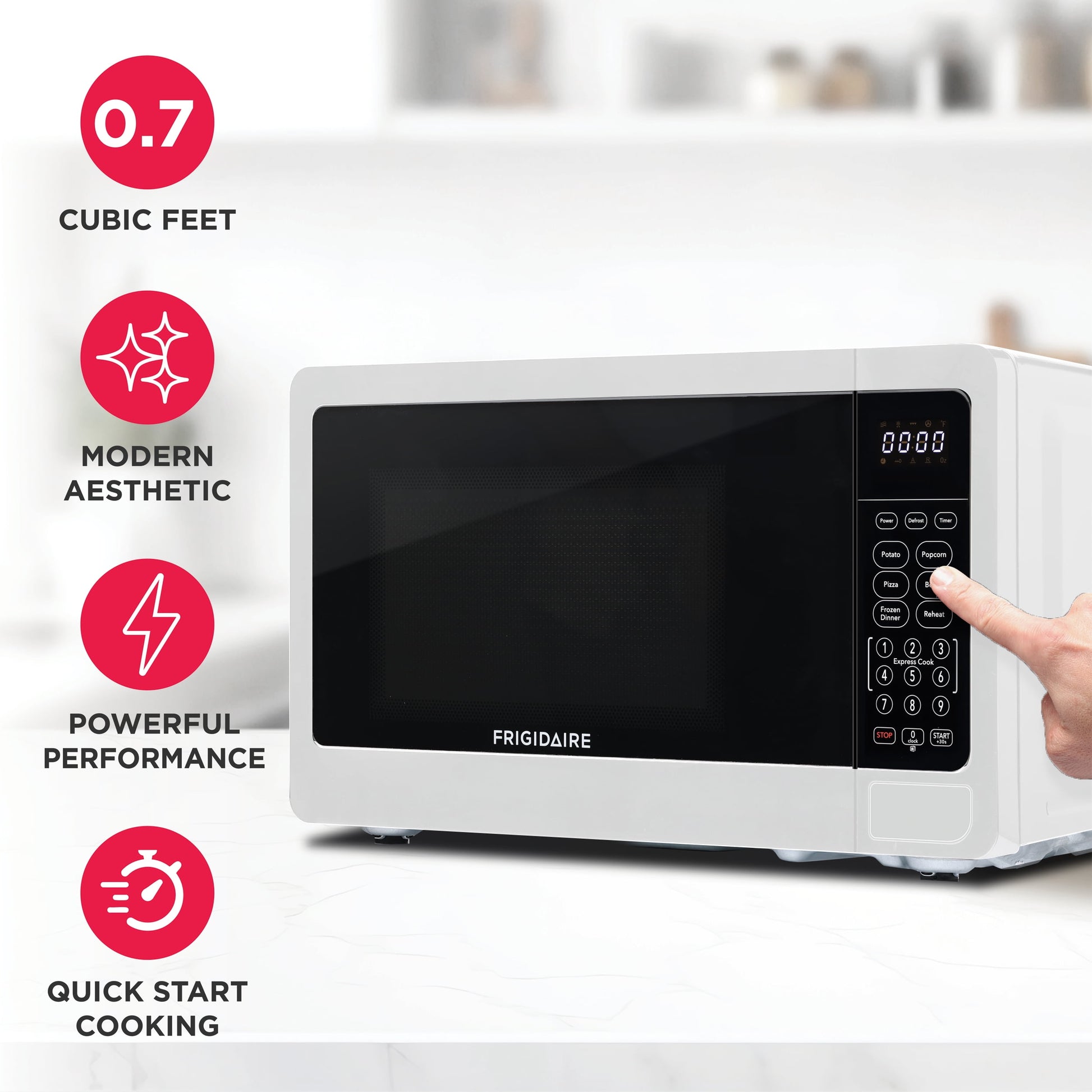 Frigidaire, 0.7 Cu. Ft. Countertop Microwave Oven, White, EMW733