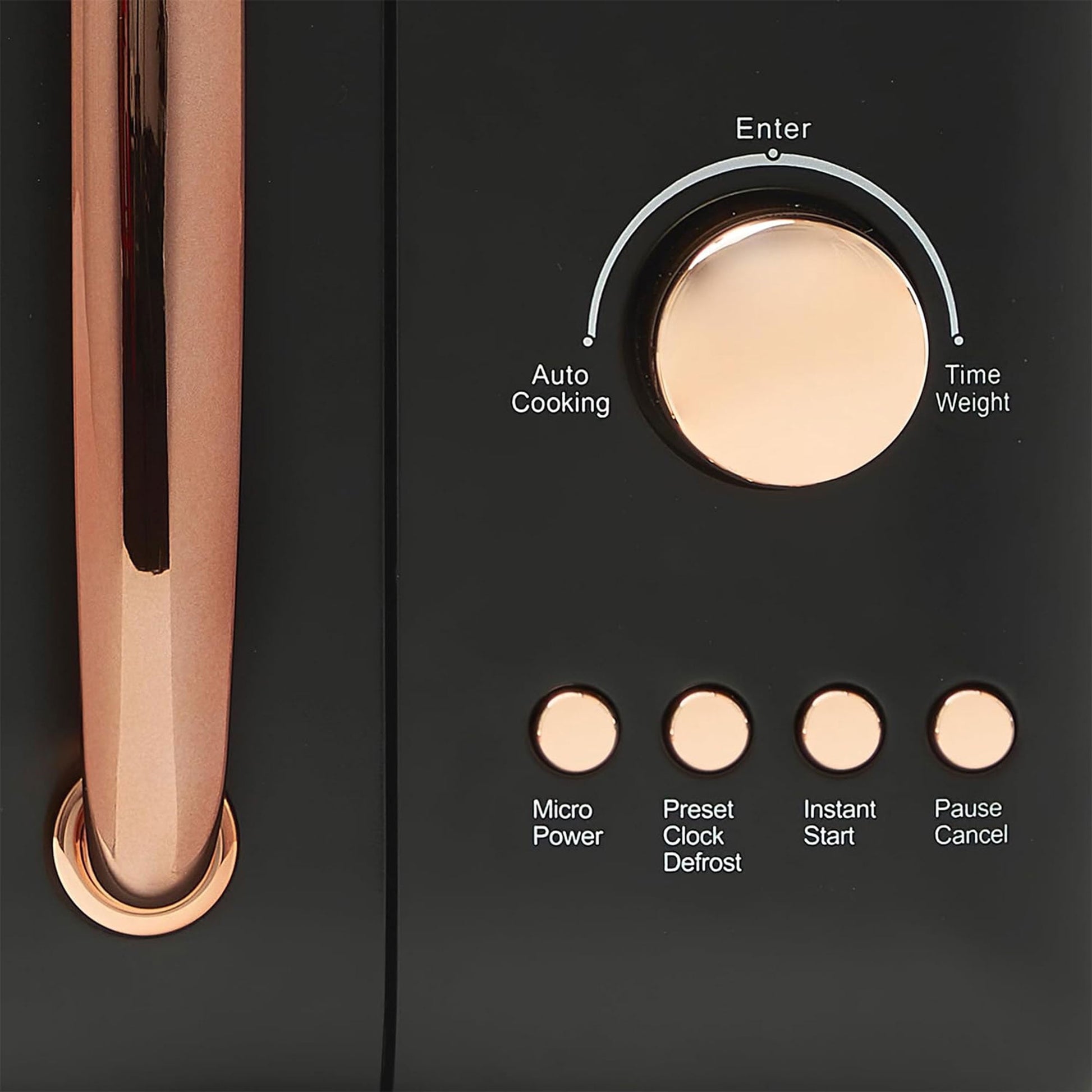 Haden 700W 0.7 Cubic Foot Microwave Oven w/ Digital Controls, Black/Copper