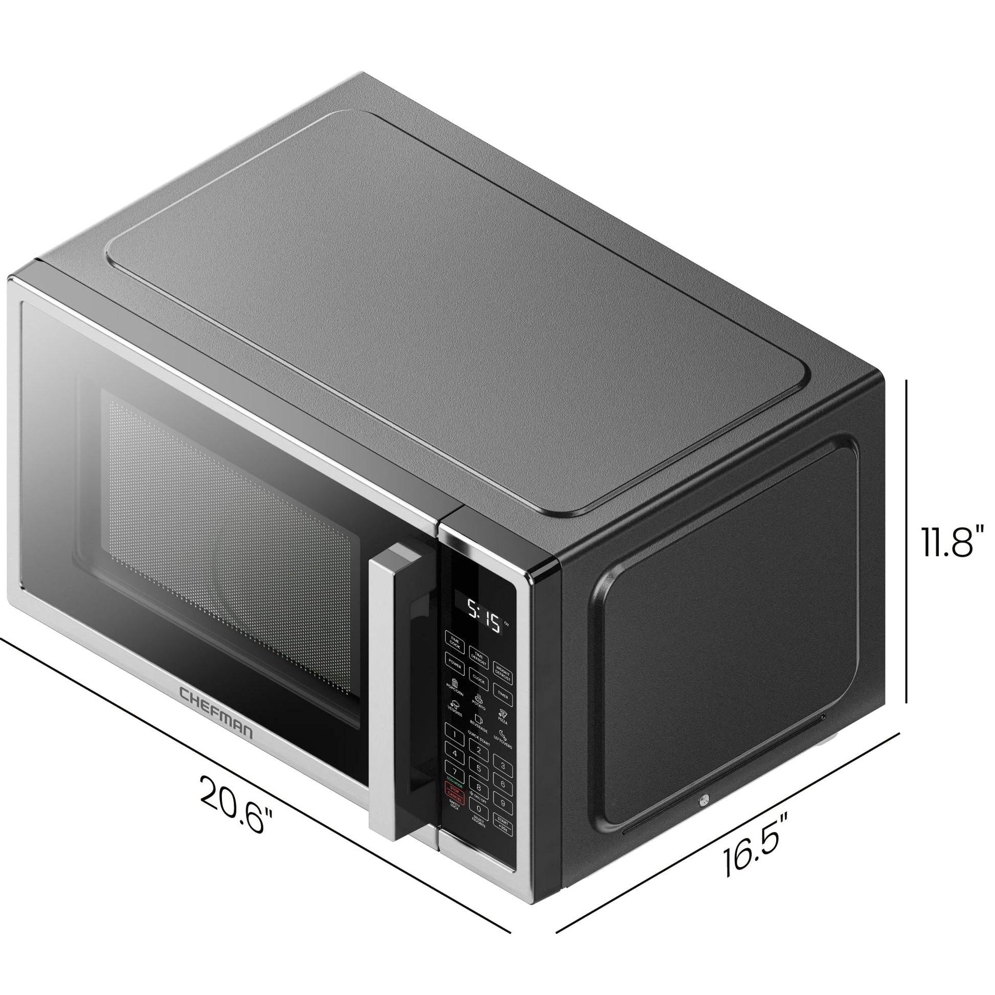 Chefman 1.1 Cu ft Countertop Microwave Oven, 1000 Watts - Stainless Steel