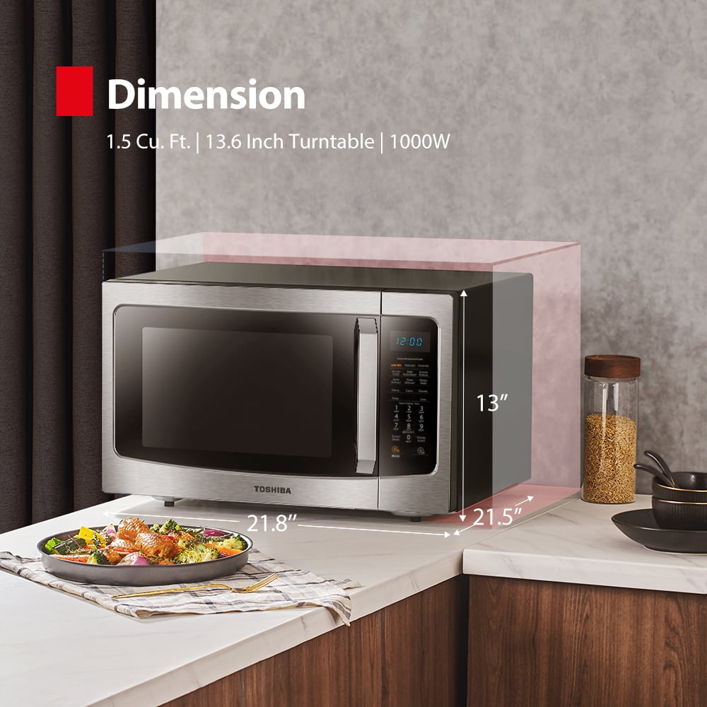 TOSHIBA 4-in-1, 1.5 cu. ft., Countertop Microwave Oven, Smart Sensor, 1000 Watts, ML-EC42P(SS), Stainless Steel