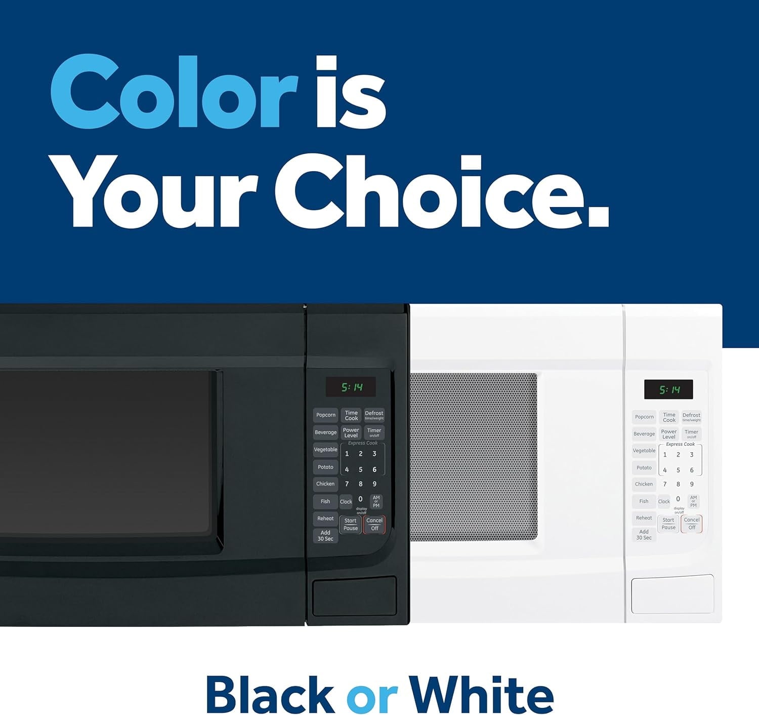 GE GCST14S1WWW Microwave Oven,1,100-watt 7 Auto Cooking Settings, Kitchen Essentials for The Countertop, Dorm Room or Apartment, Child-Lock Technology 1.4 Cu. Ft, White