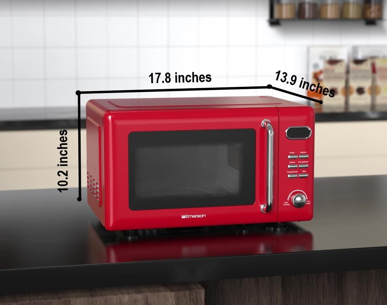 Emerson 0.7 Cu Ft, 700W Red Retro Countertop Microwave Oven, MWR7020RD