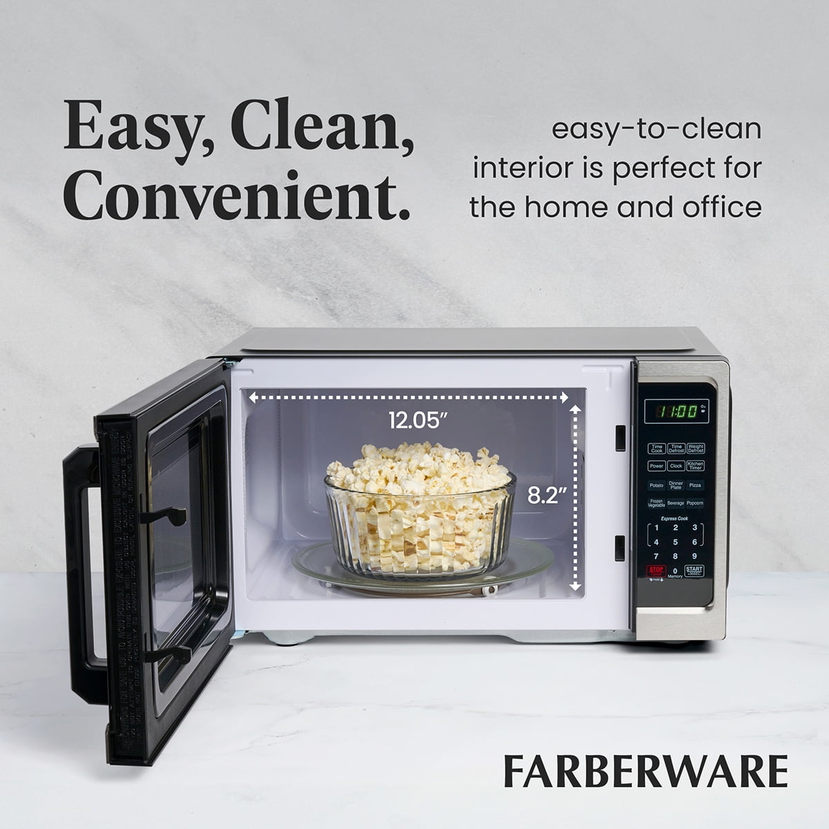 Farberware Classic 0.9 Cu. Ft 900-Watt Microwave Oven, Stainless Steel