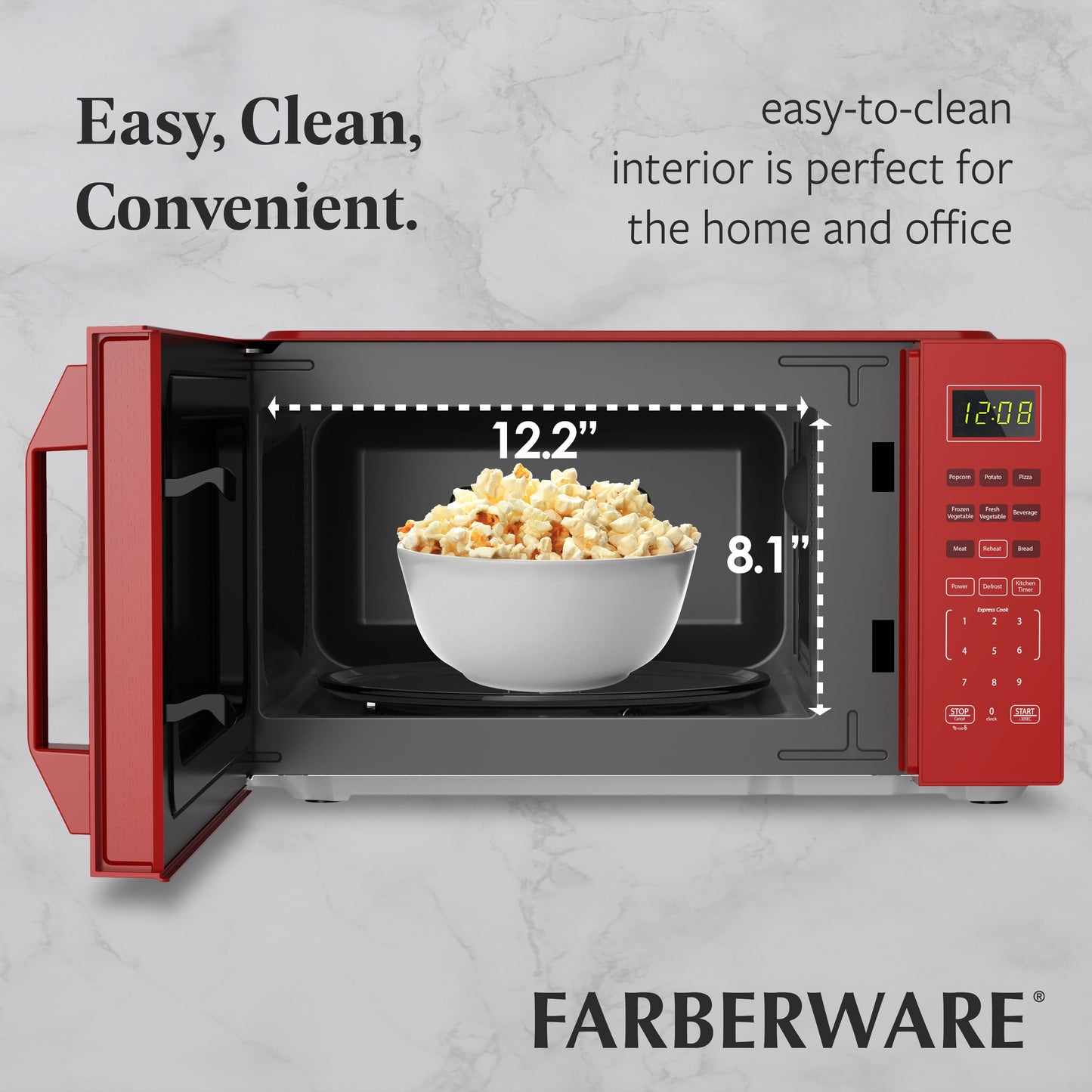 Farberware 700-Watt Compact Countertop Microwave Oven – 0.7 Cu. Ft., Red