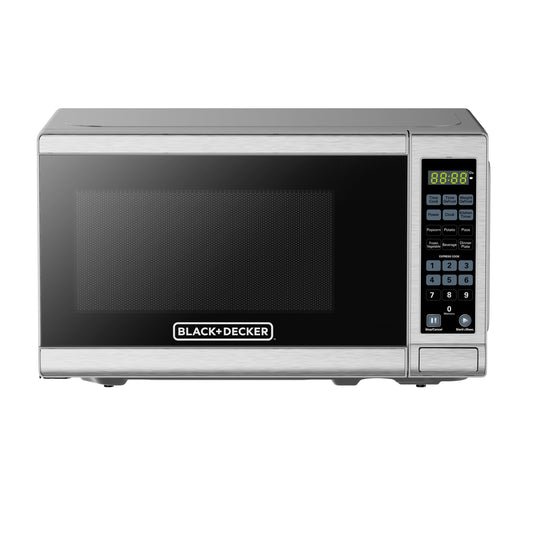 BLACK+DECKER 0.7 cu ft Countertop Microwave Oven in Black Stainless Steel