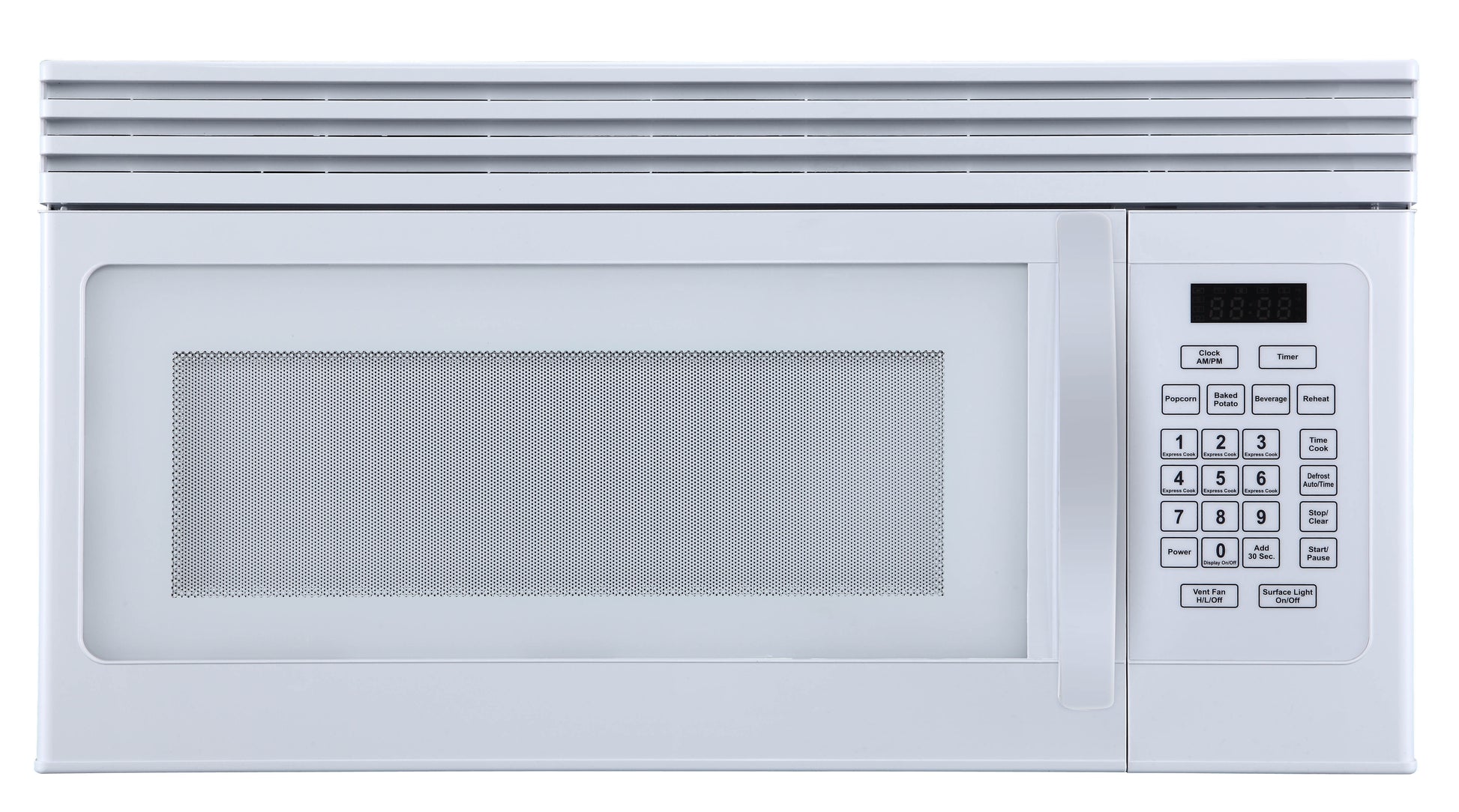 Black+Decker EM044KJNP10A 1.6-Cu. Ft. Over-the-Range Microwave with Top Mount Air Recirculation Vent, White