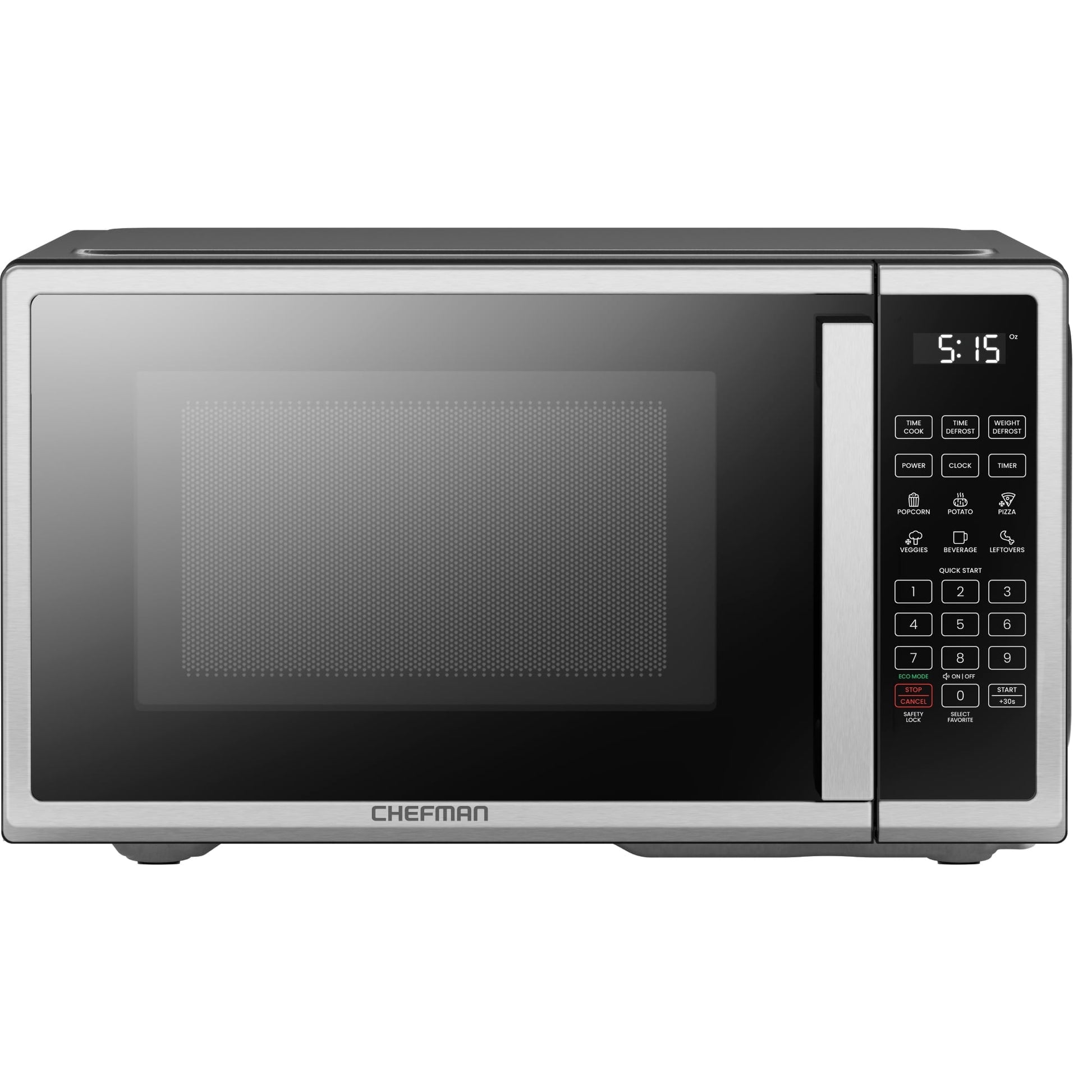 Chefman 1.1 Cu ft Countertop Microwave Oven, 1000 Watts - Stainless Steel