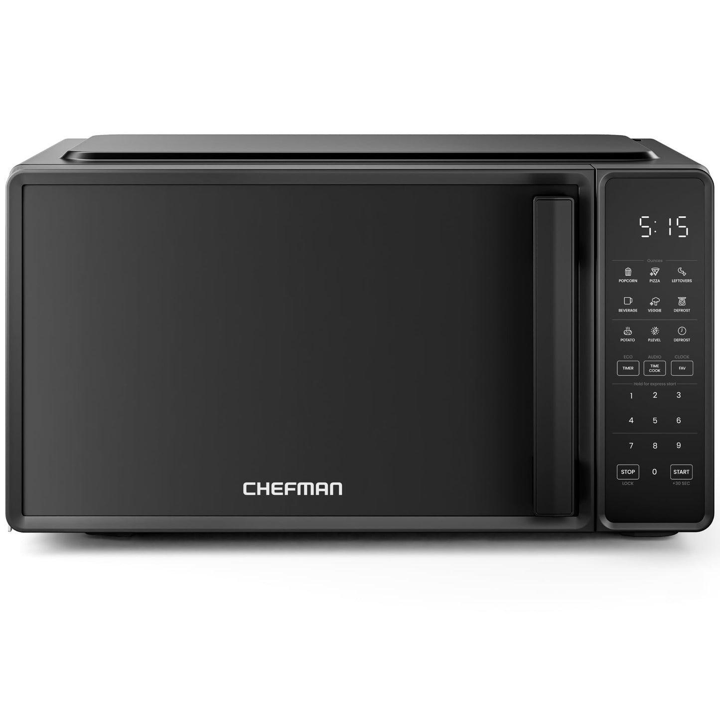 Chefman Countertop Microwave Oven 0.7 HYZ01 Cu. Ft., 700 Watts with 10 Power Levels, 6 Cooking Presets with One-Touch Express Cook, Eco Mode, Child Safety Lock, & Mute Button - Black