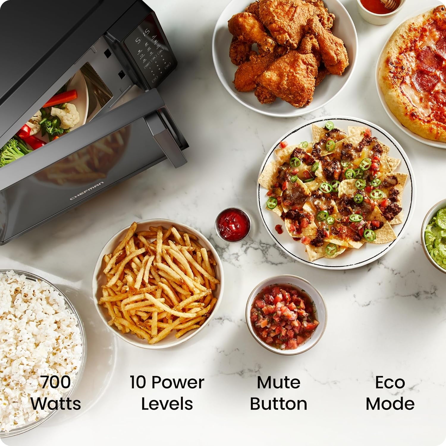 Countertop Microwave Oven 0. Cu. Ft., 700  with 10 Power Levels, 6 Cooking Presets,  Safety Lock, & Mute Button - Black