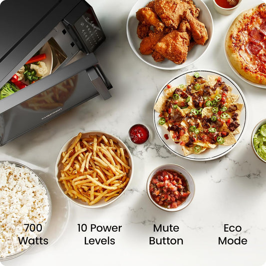 Countertop Microwave Oven 0. Cu. Ft., 700  with 10 Power Levels, 6 Cooking Presets,  Safety Lock, & Mute Button - Black