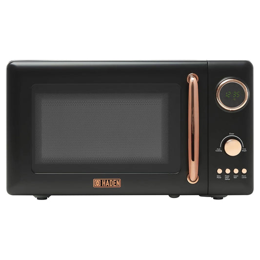 Haden 700W 0.7 Cubic Foot Microwave Oven w/ Digital Controls, Black/Copper