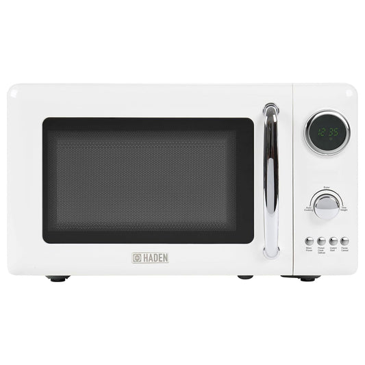 Haden 700W 0.7 Cubic Foot Microwave Oven w/ Digital Controls, Ivory/Chrome
