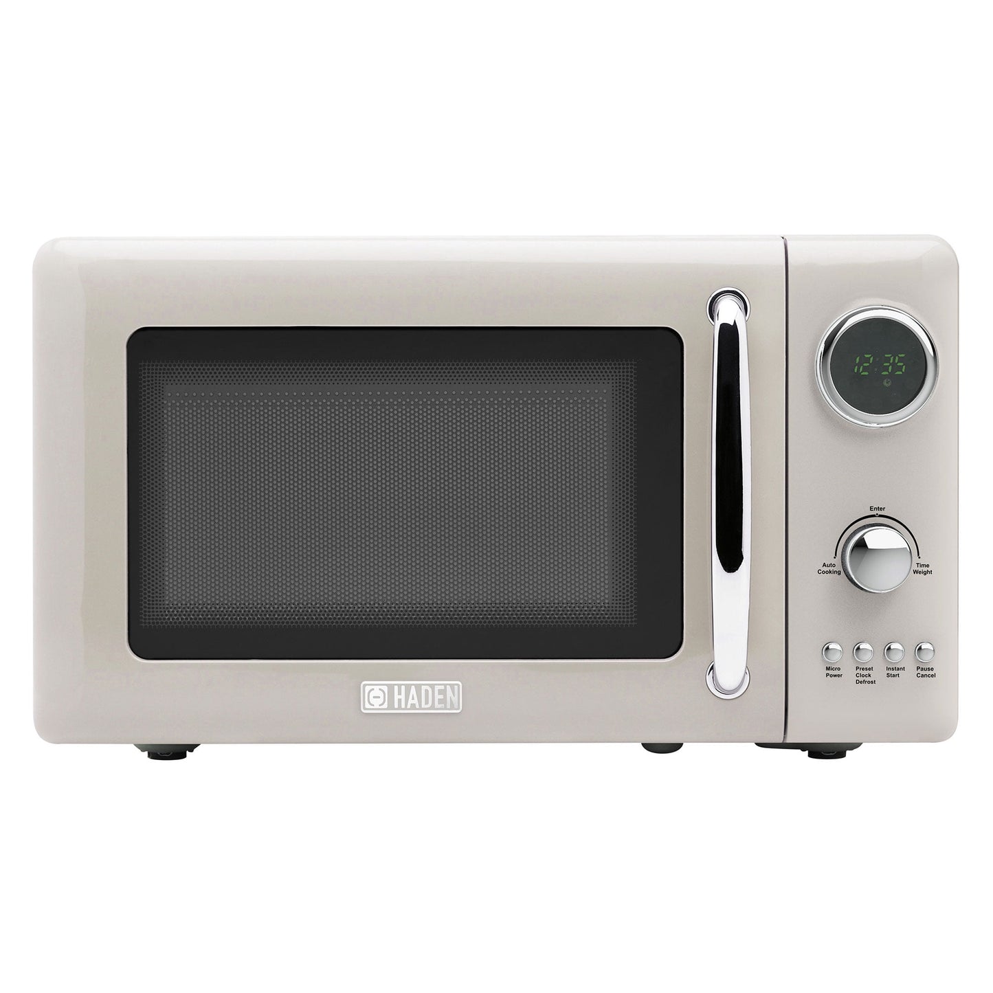 Haden 700W 0.7 Cubic Foot Microwave Oven w/ Digital Controls, Putty/Chrome