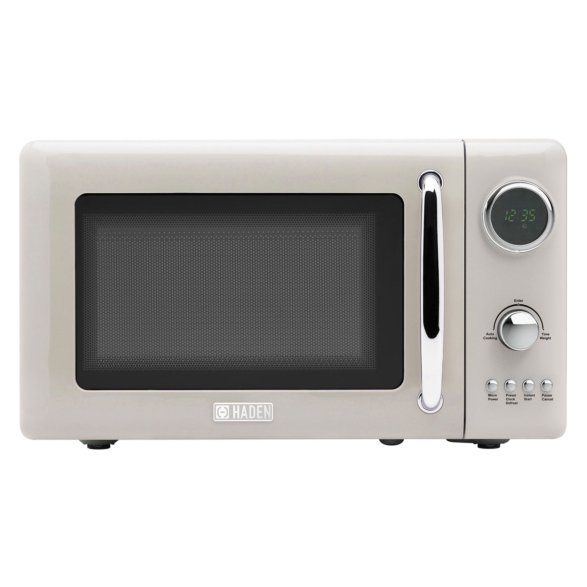 Haden 700W 0.7 Cubic Foot Microwave Oven w/ Digital Controls, Putty/Chrome