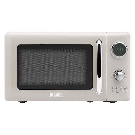 Haden 700W 0.7 Cubic Foot Microwave Oven w/ Digital Controls, Putty/Chrome