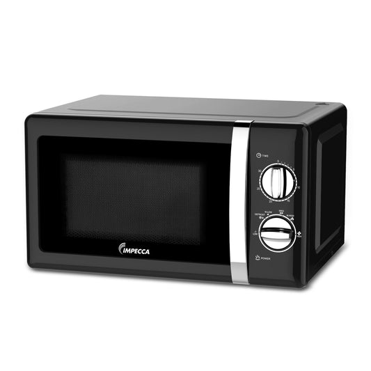 Impecca Mechanical Microwave 0.7 Cubic Feet, Retro Design, Black
